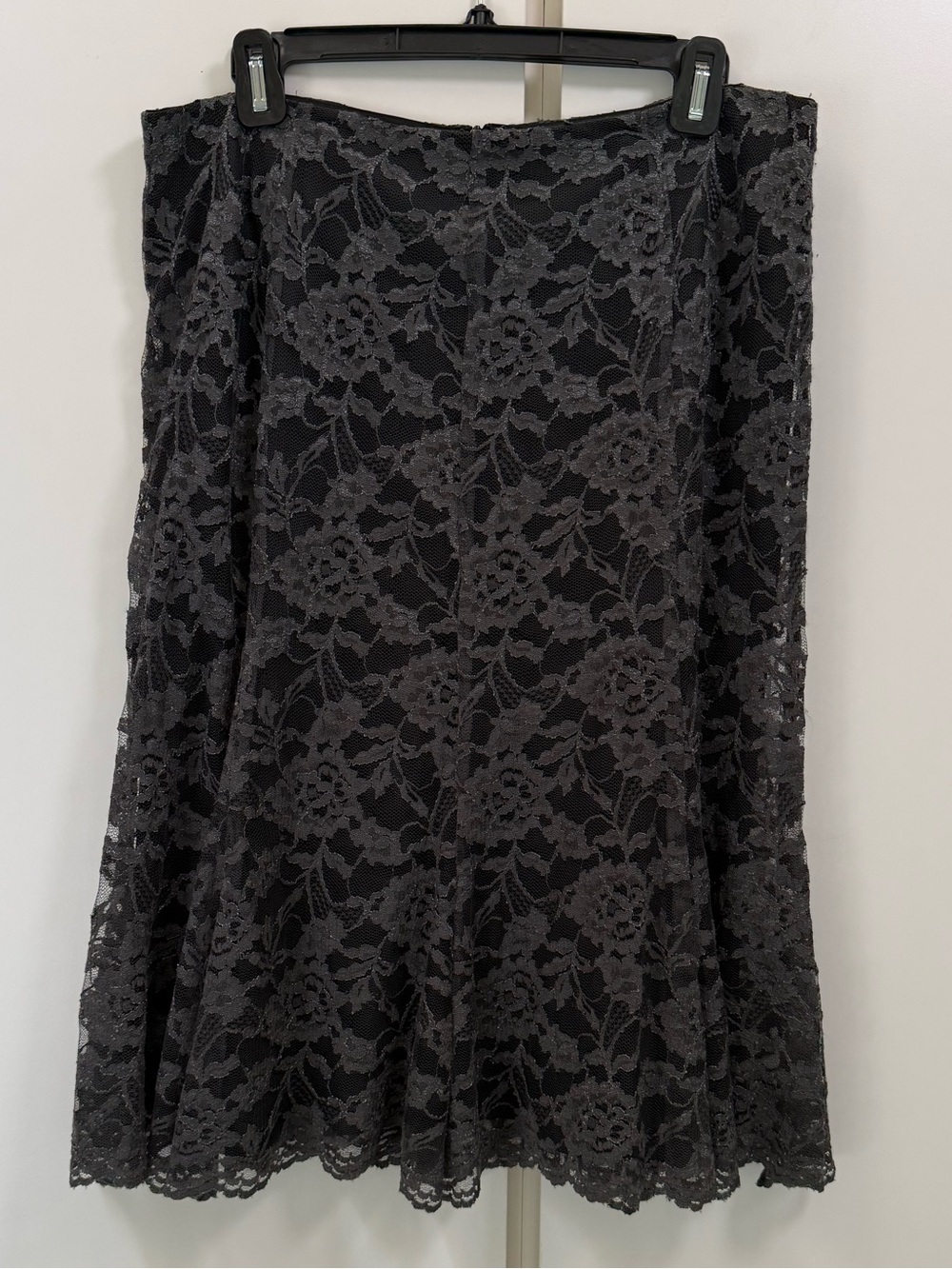 Jones New York Silver Metallic Lace A-Line Skirt 14 14P VTG Y2K Party Cocktail